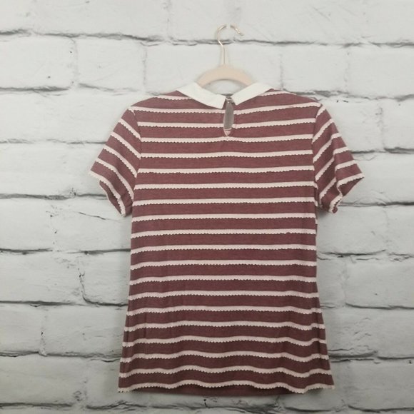 Maison Jules Maroon Short Sleeve Striped Top - Picture 5 of 7